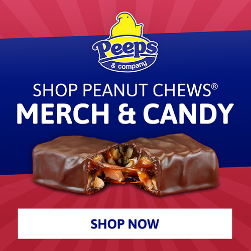 Shop PEANUT CHEWS Merch & Candy now!